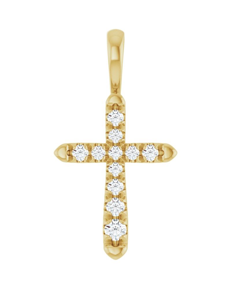 Pingente Cruz Cravejado em Ouro 14k com Diamantes de Laboratório – Modelo 6