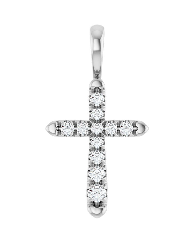 Pingente Cruz Cravejado em Ouro 14k com Diamantes de Laboratório – Modelo 6