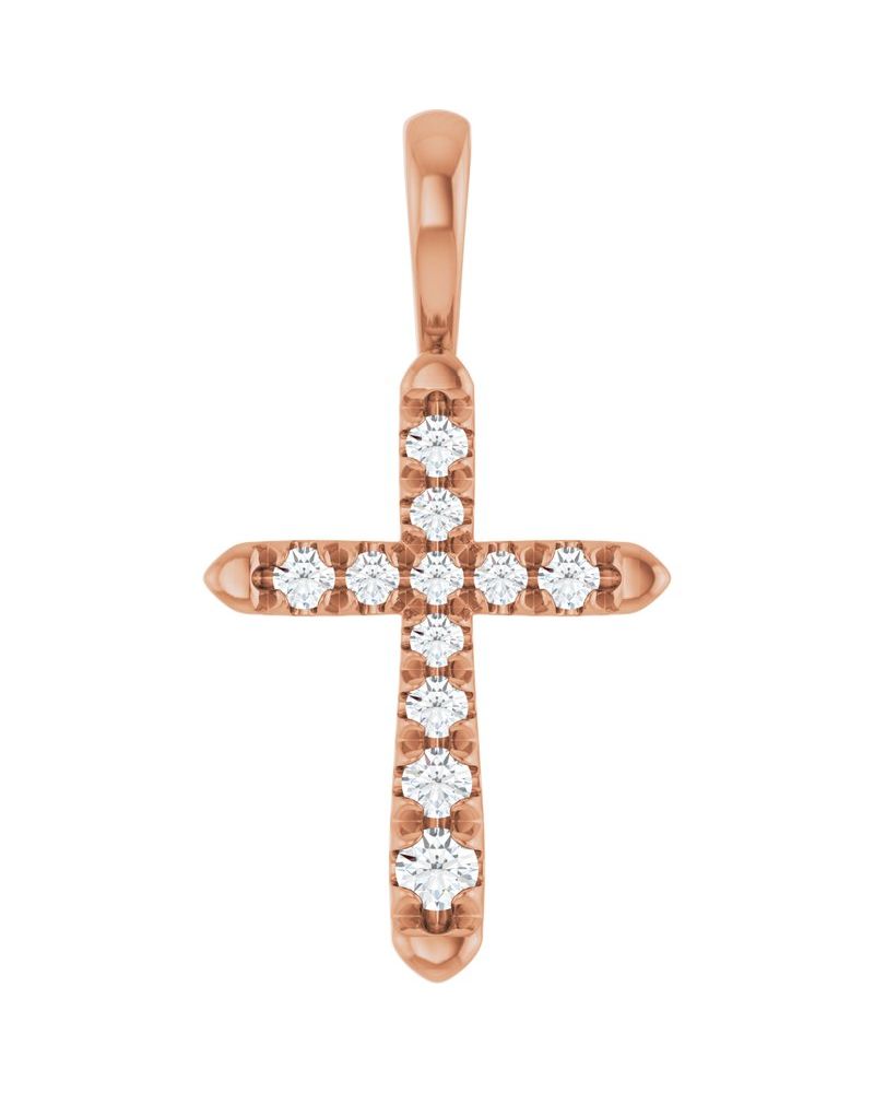 Pingente Cruz Cravejado em Ouro 14k com Diamantes de Laboratório – Modelo 6