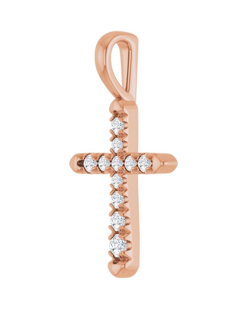 Pingente Cruz Cravejado em Ouro 14k com Diamantes de Laboratório – Modelo 6
