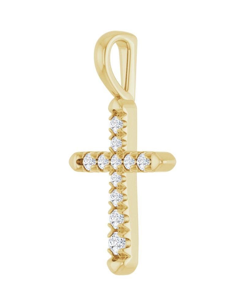 Pingente Cruz Cravejado em Ouro 14k com Diamantes de Laboratório – Modelo 6