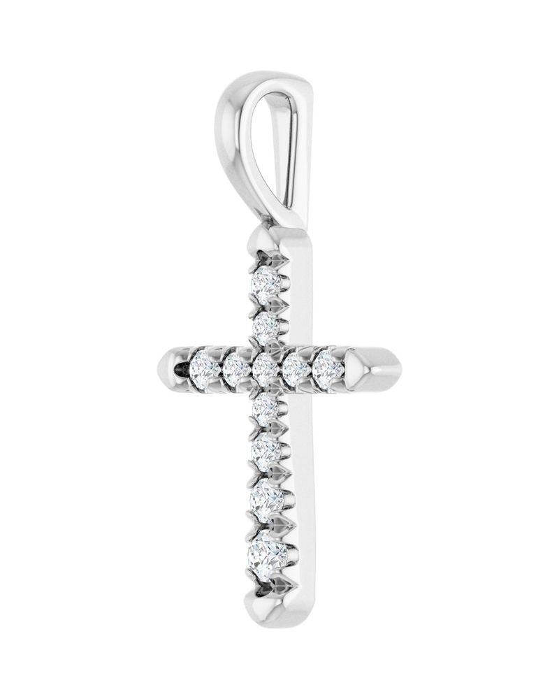 Pingente Cruz Cravejado em Ouro 14k com Diamantes de Laboratório – Modelo 6