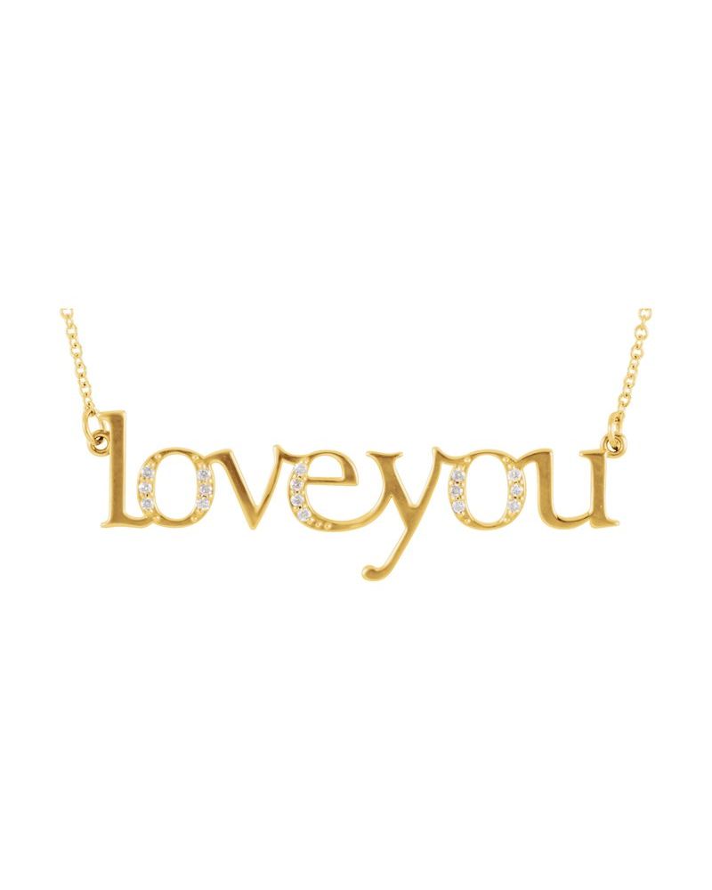 Colar "Love You" em Ouro 14k com Diamantes Naturais