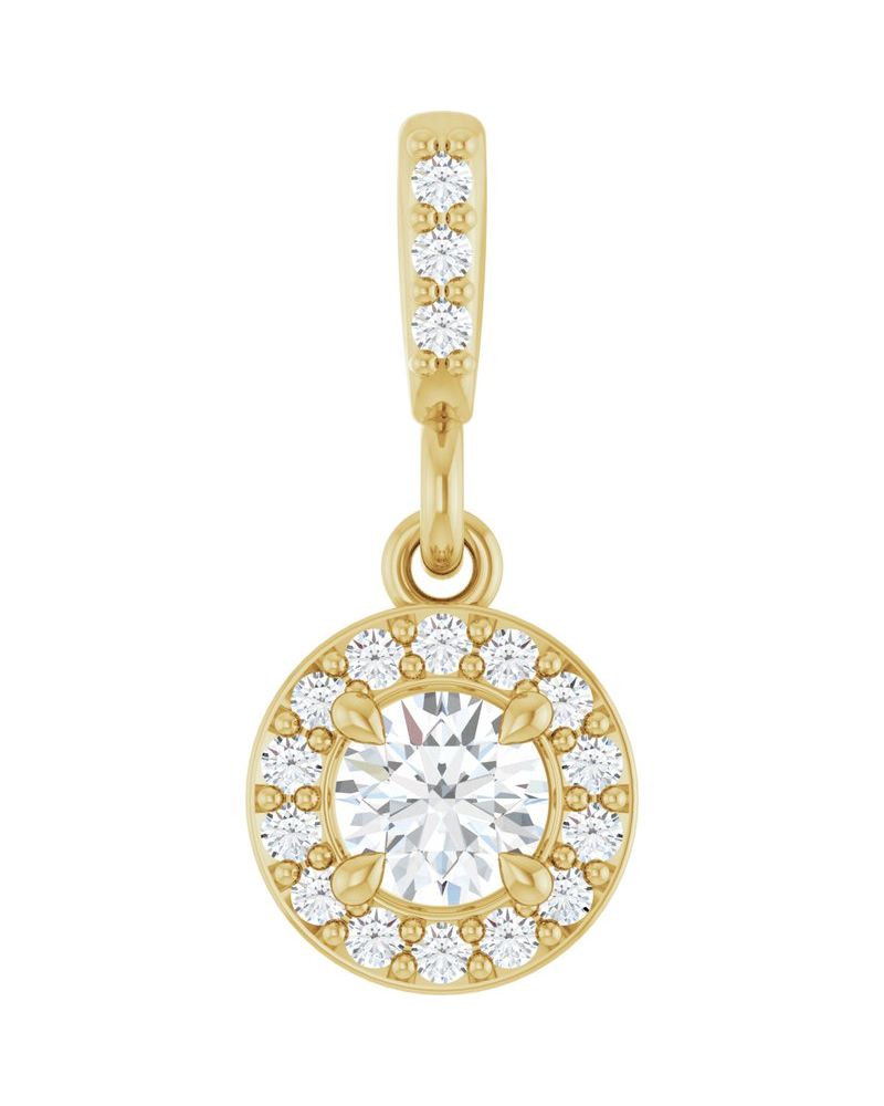 Pingente Halo em Ouro 14k com Diamantes de Laboratório – Modelo 2