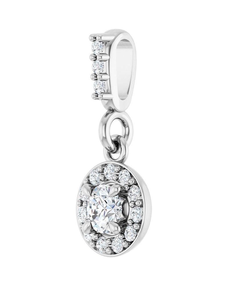 Pingente Halo em Ouro 14k com Diamantes de Laboratório – Modelo 2
