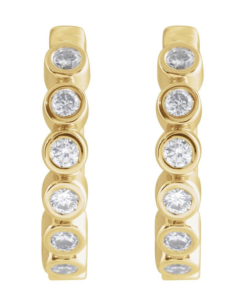 Brinco de Aro com Dobradiça em Ouro 14k com Diamantes de Laboratório – Modelo 2