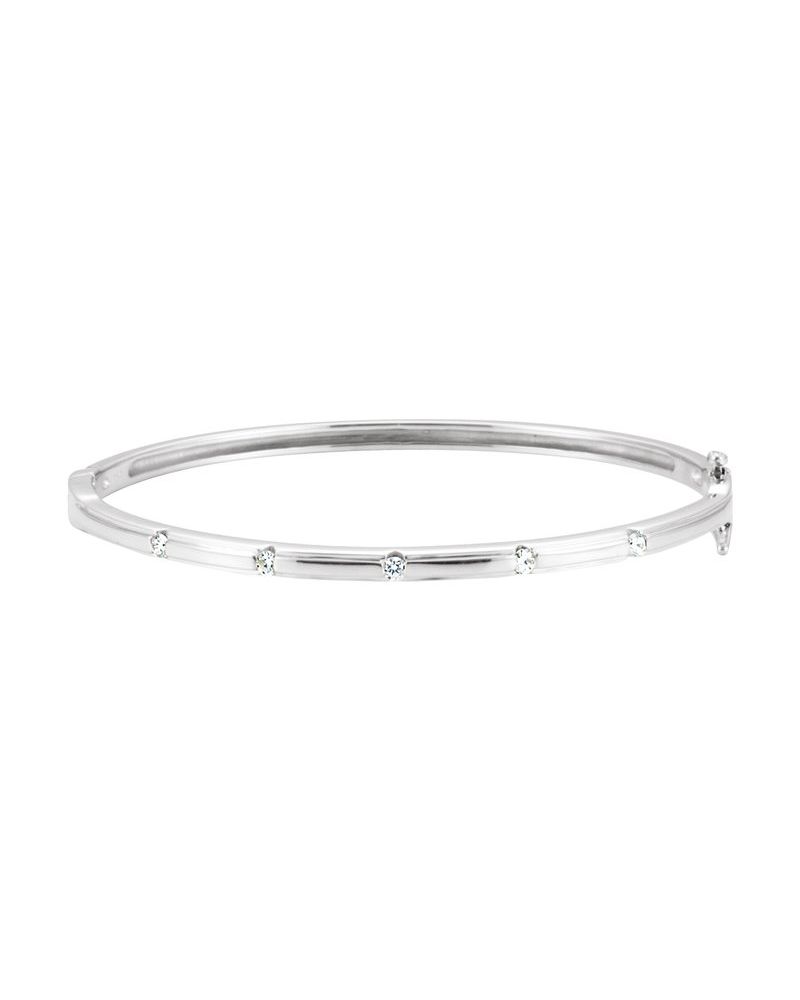 Bracelete Rígido com Dobradiça Cravejado em Ouro 14k com Diamantes de Laboratório
