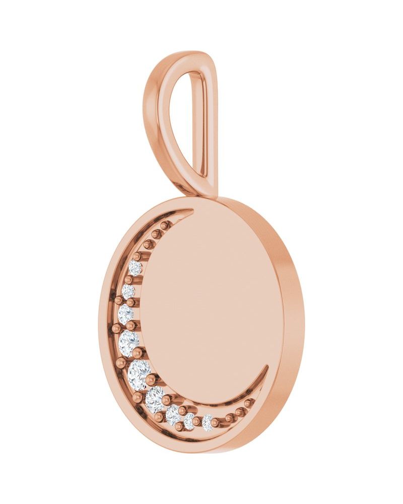 Pingente Lua Crescente para Gravação em Ouro 14k com Diamantes de Laboratório