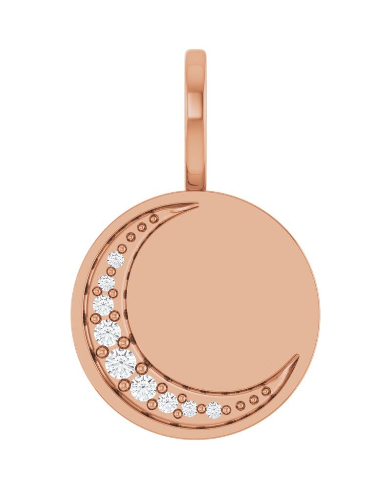 Pingente Lua Crescente para Gravação em Ouro 14k com Diamantes de Laboratório
