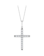 Colar Cruz com Cravação Francesa em Ouro 14k com Diamantes de Laboratório – Modelo 2