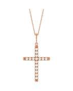 Colar Cruz com Cravação Francesa em Ouro 14k com Diamantes de Laboratório – Modelo 2