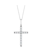 Colar Cruz com Cravação Francesa em Ouro 14k com Diamantes de Laboratório – Modelo 2