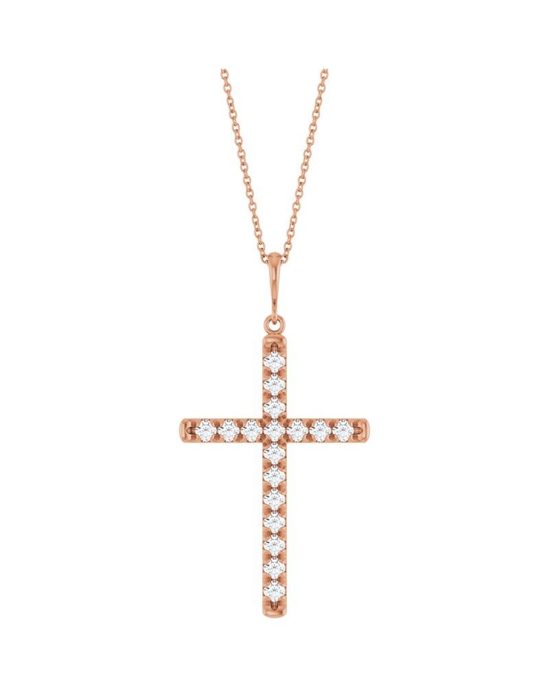Colar Cruz com Cravação Francesa em Ouro 14k com Diamantes de Laboratório – Modelo 2
