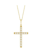 Colar Cruz com Cravação Francesa em Ouro 14k com Diamantes de Laboratório – Modelo 2