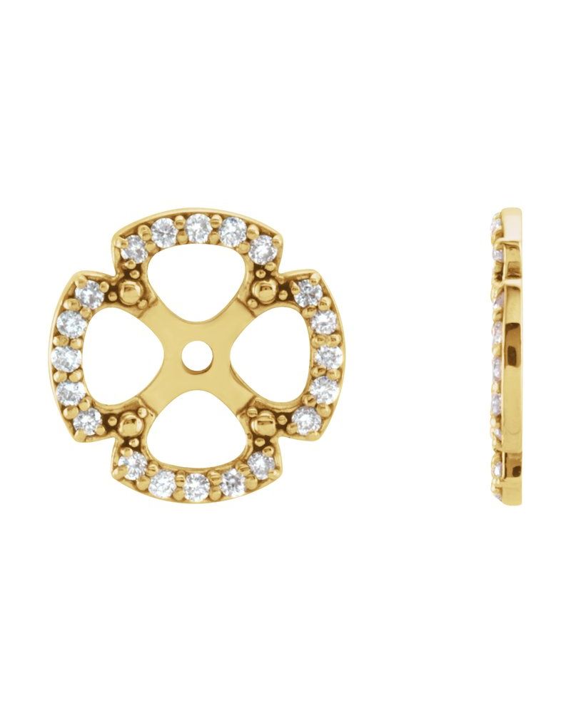 Jaqueta para Brinco Trevo em Ouro 14k com Diamantes Naturais