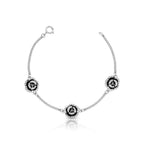 Pulseira de Prata 925 Kids de Flor Esmaltada com Zircônias