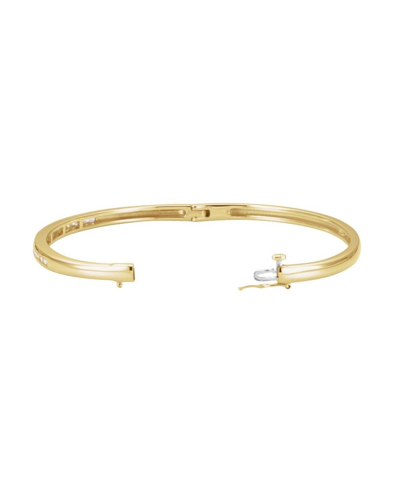 Bracelete Rígido com Dobradiça Cravejado em Ouro 14k com Diamantes Naturais – Modelo 5