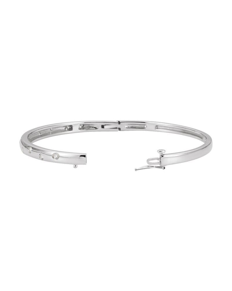 Bracelete Rígido com Dobradiça Cravejado em Ouro 14k com Diamantes de Laboratório – Modelo 2