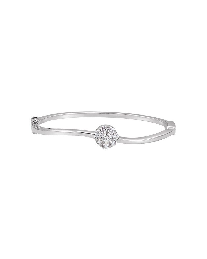 Bracelete Rígido com Dobradiça Cluster em Ouro 14k com Diamantes Naturais