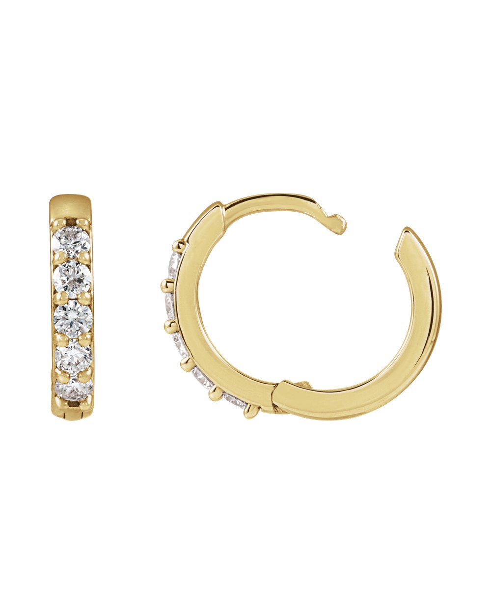 Brinco Huggie em Ouro 14k com Diamantes Naturais – Amarelo 14k, 0,08 ct