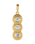 Pingente Três Pedras com Cravação Bezel em Ouro 14k com Diamantes Naturais – Modelo 2