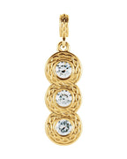 Pingente Três Pedras com Cravação Bezel em Ouro 14k com Diamantes Naturais – Modelo 2