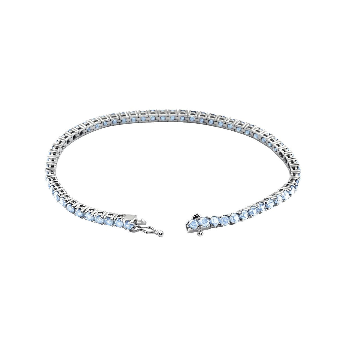 Pulseira riviera água-marinha – Ouro Branco 14k