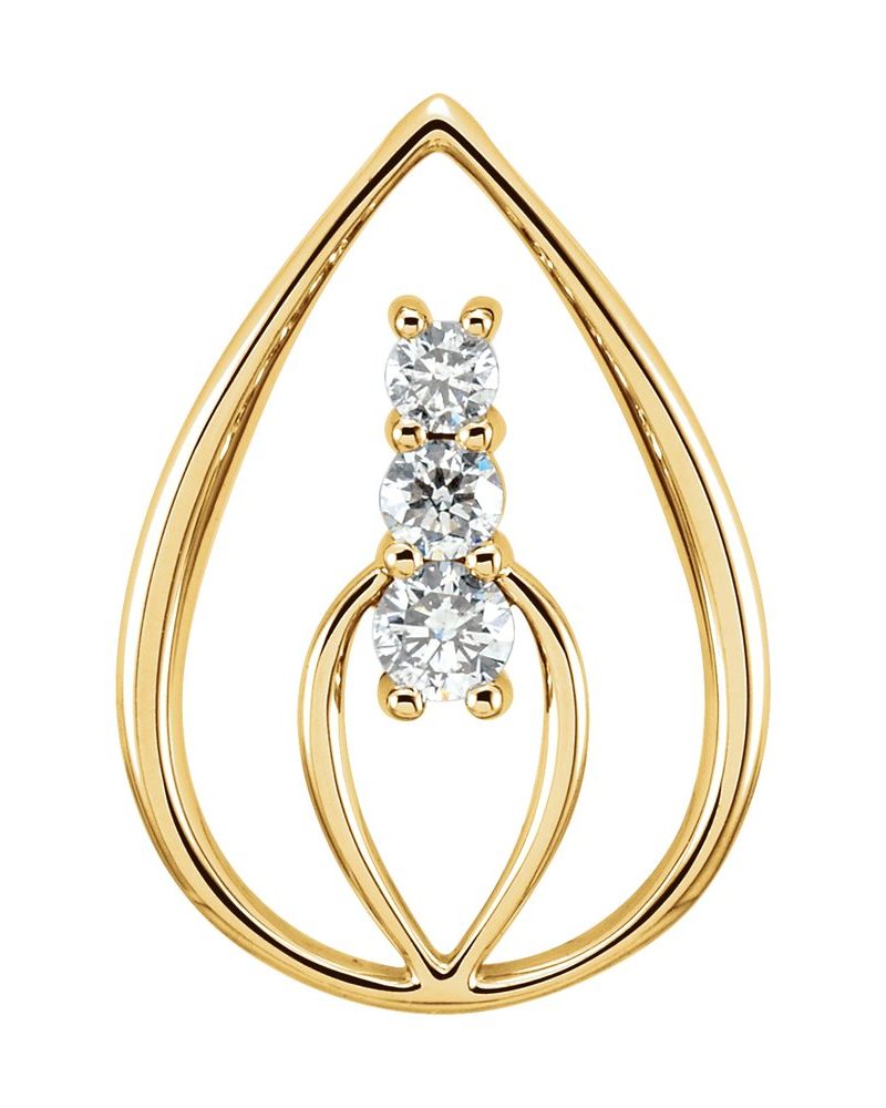 Pingente Três Pedras em Ouro 14k com Diamantes Naturais – Modelo 9