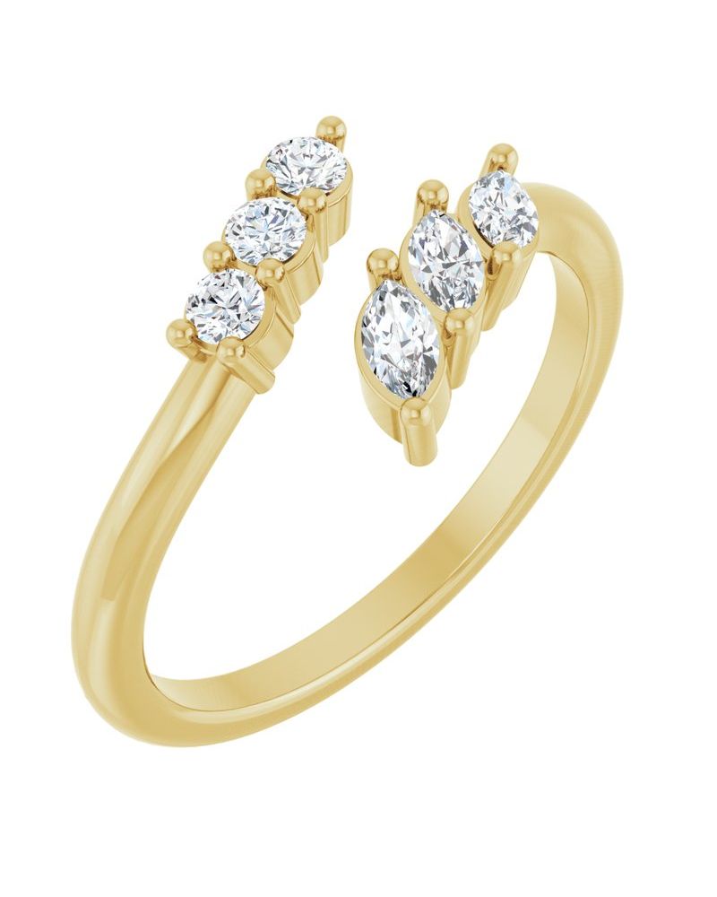 Anel Bypass Cravejado em Ouro 14k com Diamantes de Laboratório