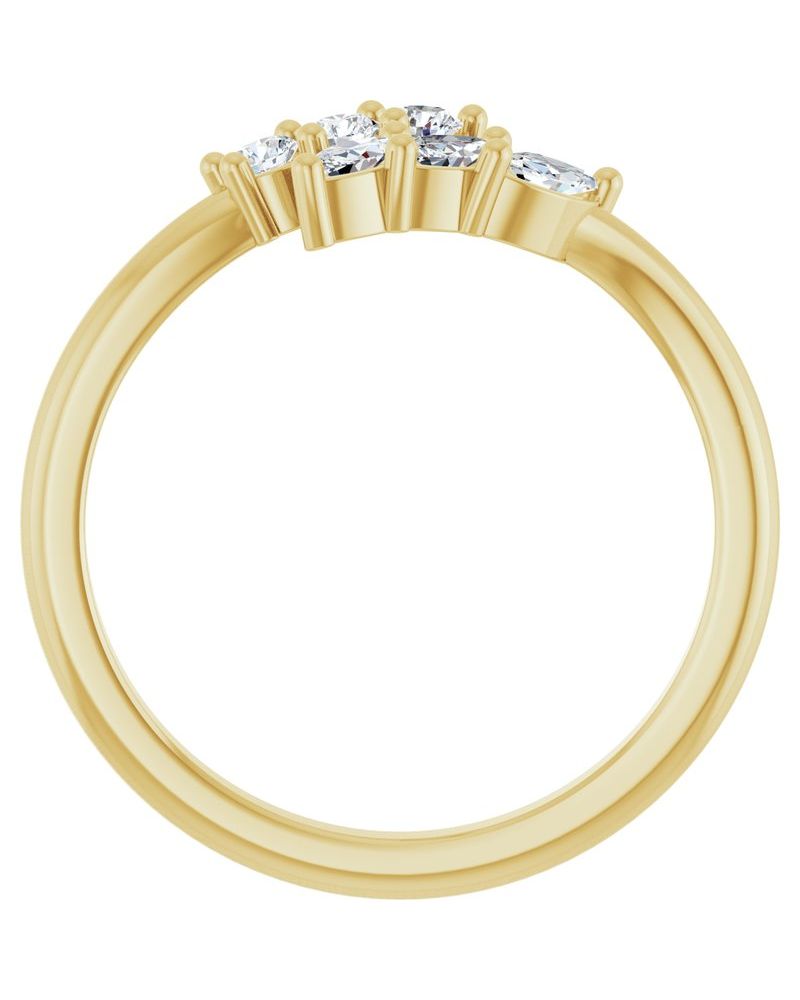 Anel Bypass Cravejado em Ouro 14k com Diamantes Naturais