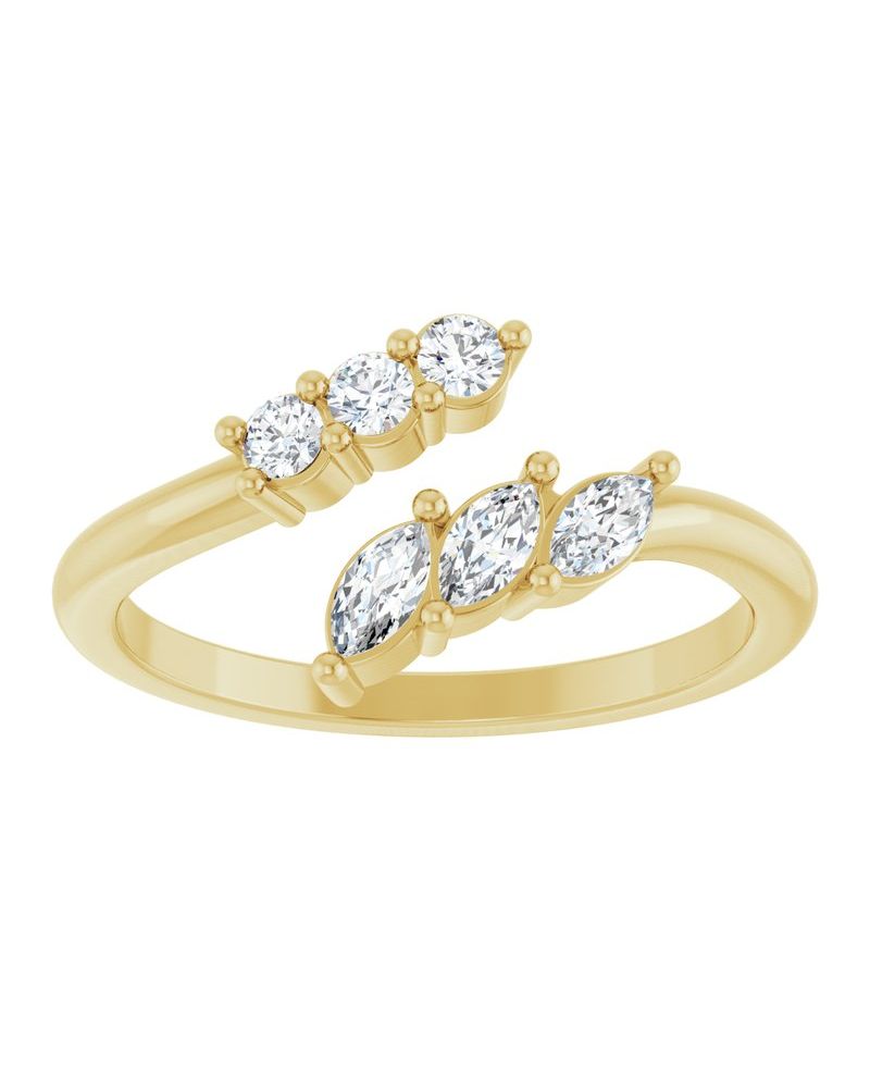 Anel Bypass Cravejado em Ouro 14k com Diamantes Naturais