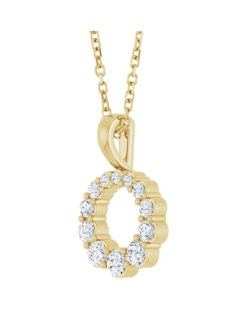 Colar Círculo Degradê em Ouro 14k com Diamantes de Laboratório