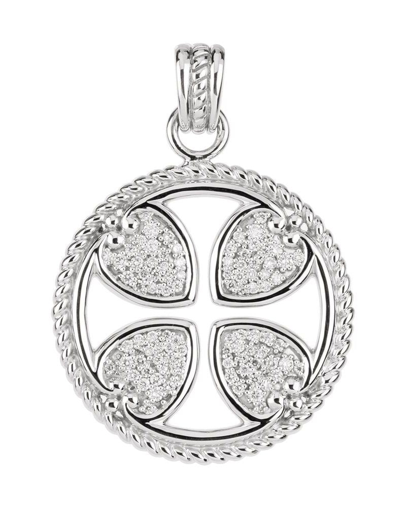 Pingente Maltesa Torcido Cruz Cravejado em Ouro 14k com Diamantes Naturais