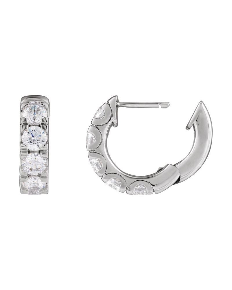 Brinco de Aro Cravejado com Dobradiça em Ouro 14k com Diamantes de Laboratório