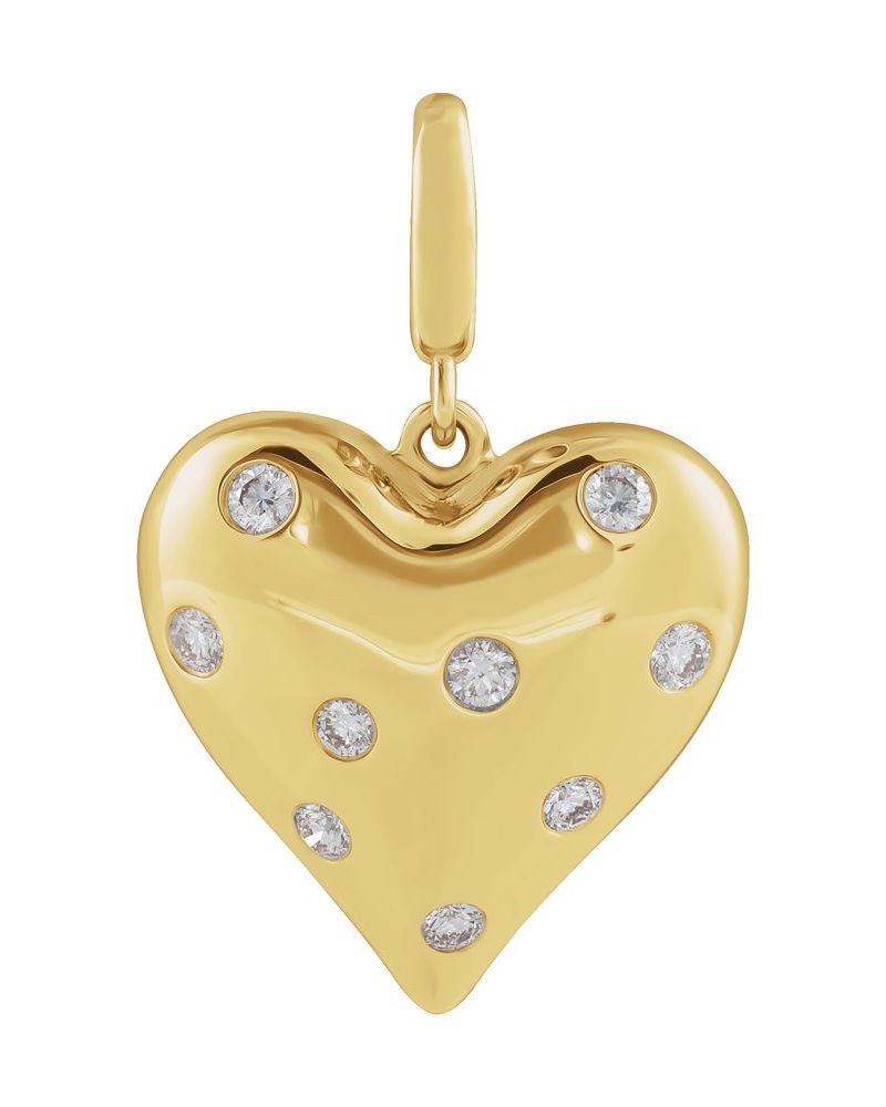 Pingente Bombê Coração Cravejado em Ouro 14k com Diamantes de Laboratório