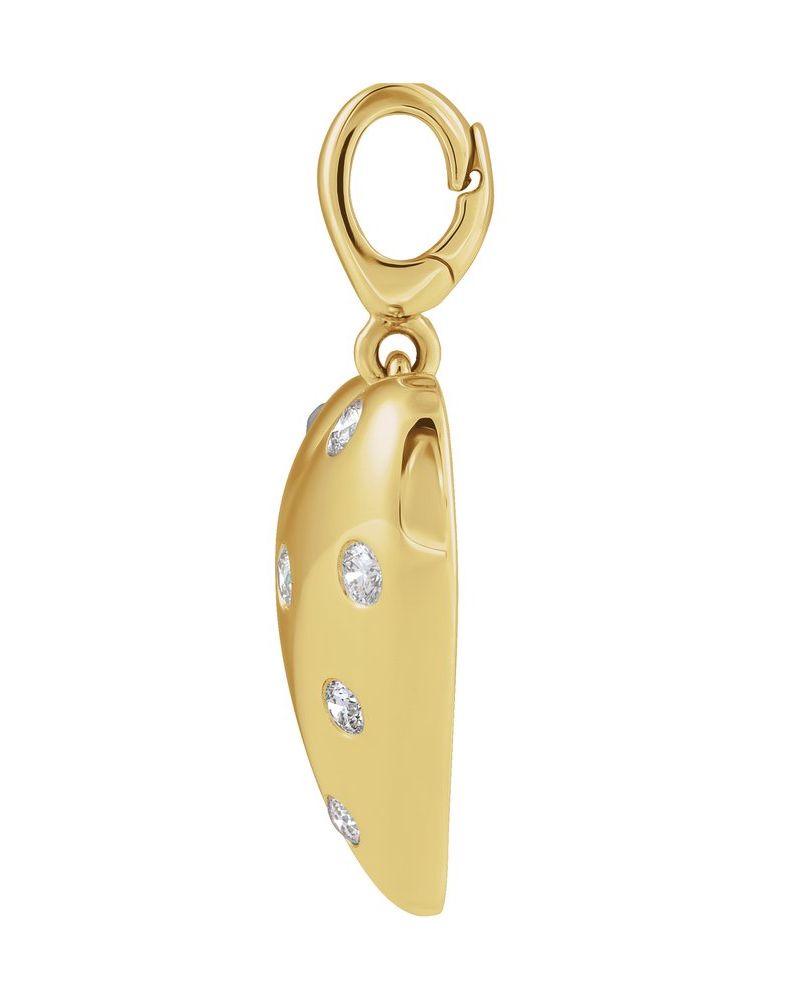 Pingente Bombê Coração Cravejado em Ouro 14k com Diamantes de Laboratório