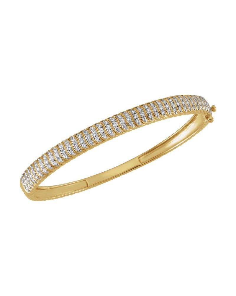 Bracelete Rígido Cravejado em Ouro 14k com Diamantes de Laboratório – Modelo 2