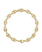 Pulseira Elos Navais Cravejada em Ouro 14k com Diamantes de Laboratório