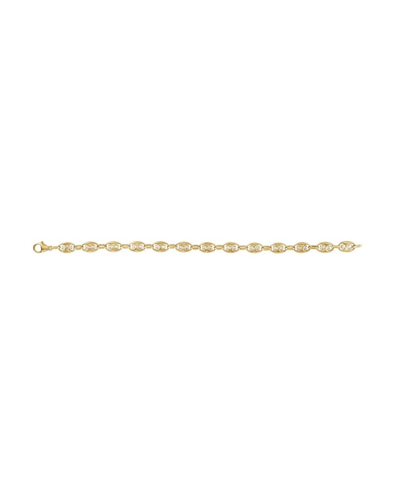 Pulseira Elos Navais Cravejada em Ouro 14k com Diamantes de Laboratório