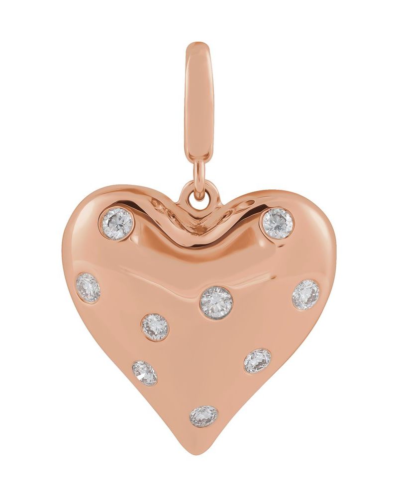 Pingente Bombê Coração Cravejado em Ouro 14k com Diamantes de Laboratório
