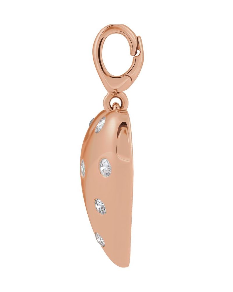 Pingente Bombê Coração Cravejado em Ouro 14k com Diamantes de Laboratório