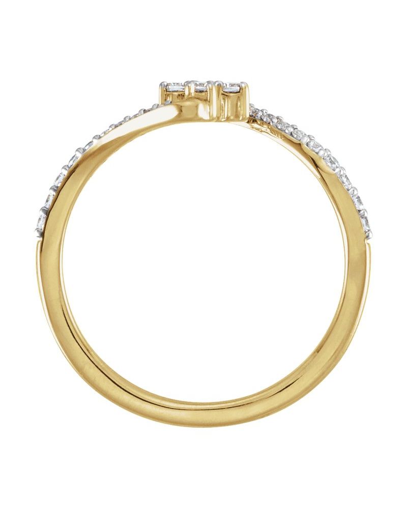 Anel Cruz Bypass Cravejado em Ouro 14k com Diamantes de Laboratório