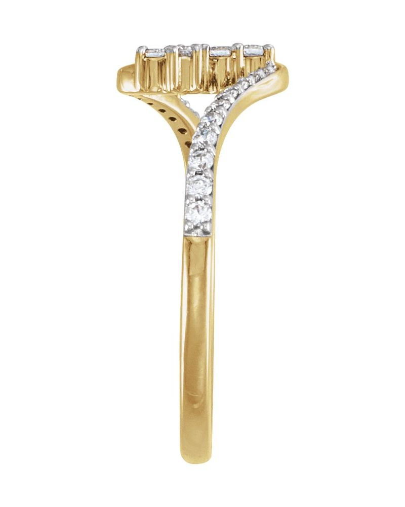 Anel Cruz Bypass Cravejado em Ouro 14k com Diamantes de Laboratório