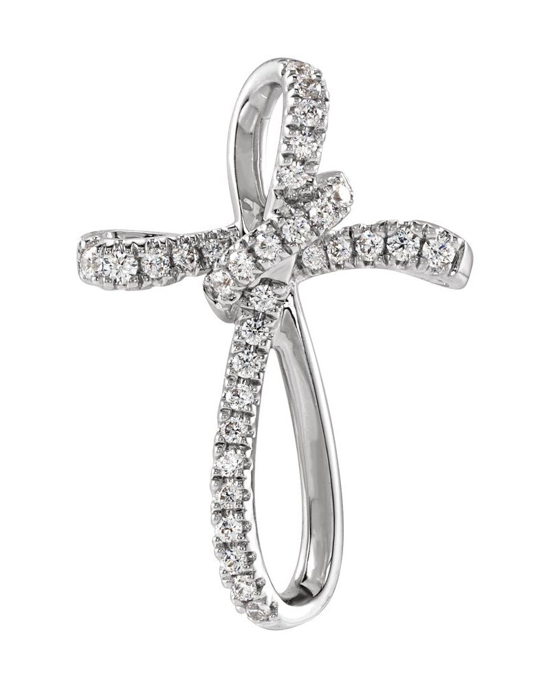 Pingente Cruz Cravejado em Ouro 14k com Diamantes de Laboratório – Modelo 9
