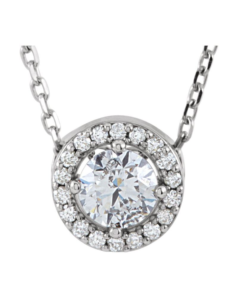 Colar Halo em Ouro 14k com Diamantes de Laboratório