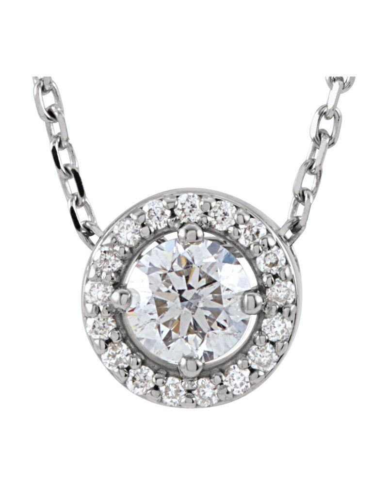 Colar Halo em Ouro 14k com Diamantes de Laboratório