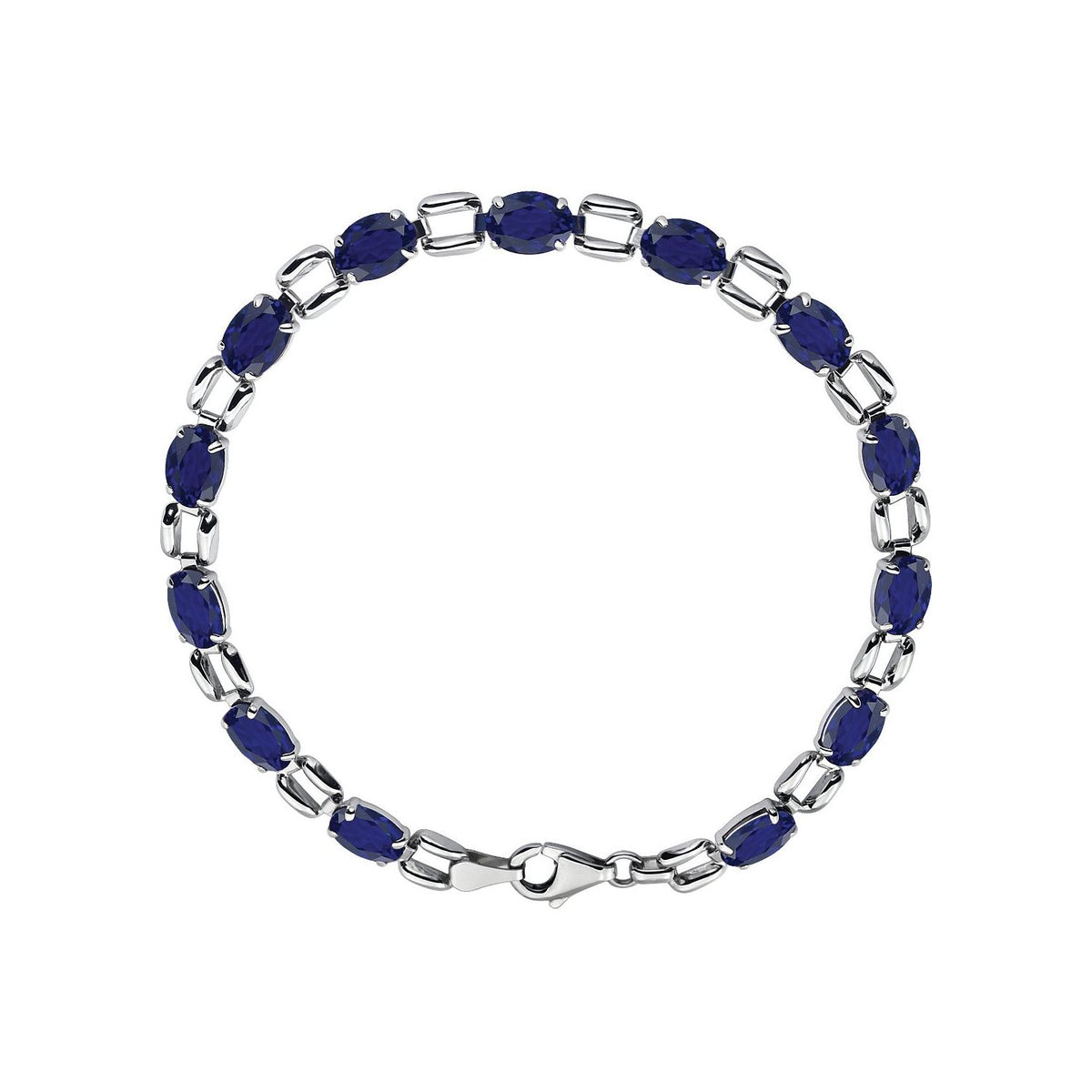 Pulseira riviera safira – Ouro Branco 14k