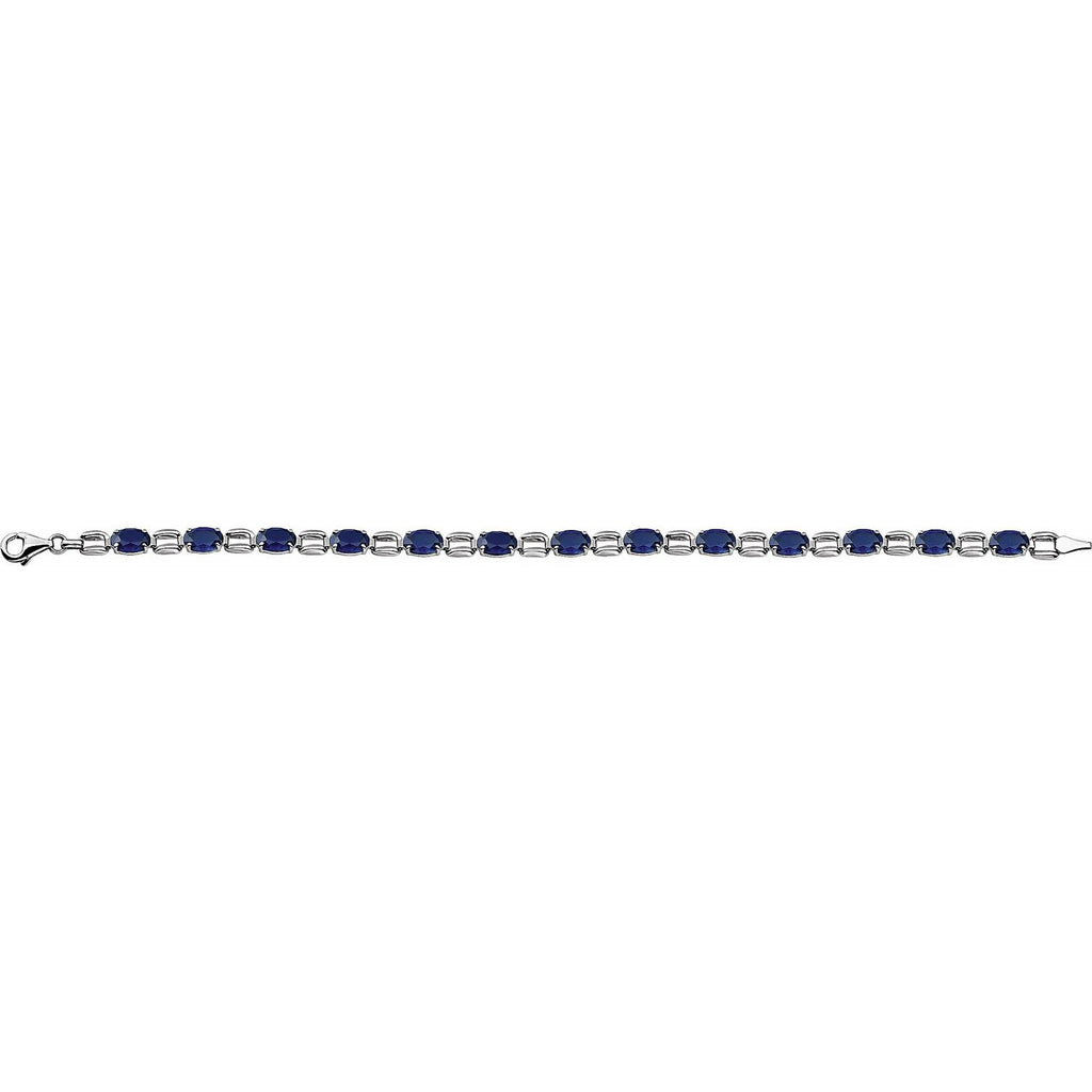 Pulseira riviera safira – Ouro Branco 14k