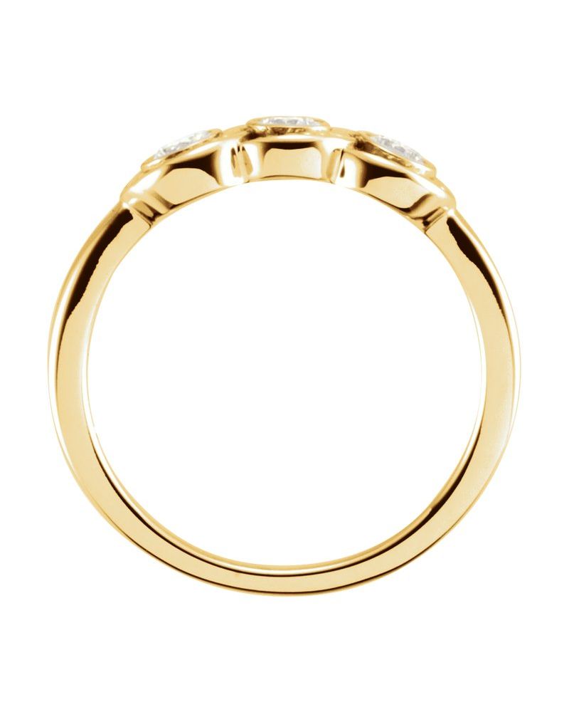 Anel Três Pedras com Cravação Bezel em Ouro 14k com Diamantes Naturais – Modelo 2