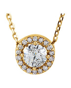 Colar Halo em Ouro 14k com Diamantes de Laboratório